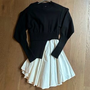 Spliced crewneck sweater